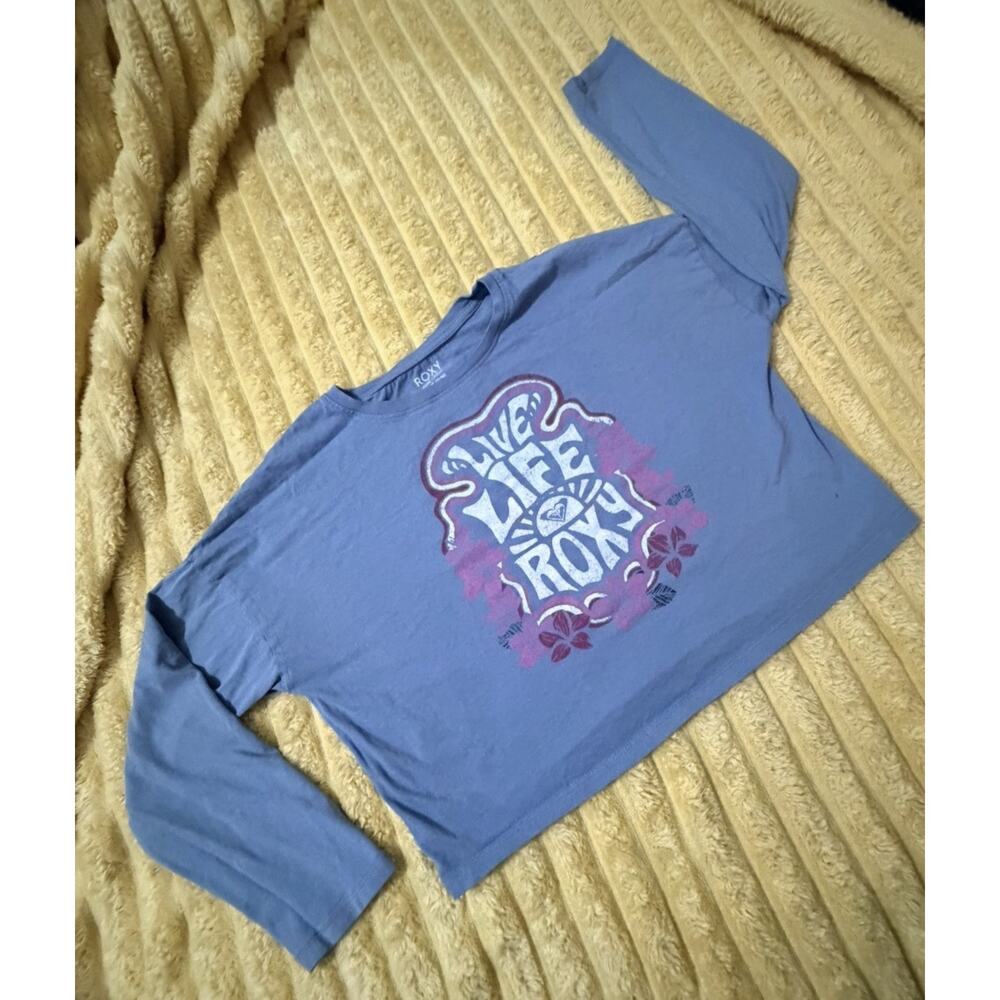 Girls Roxy Live Life Long Sleeved T-Shirt Blue Purple Purple Large 12./14
